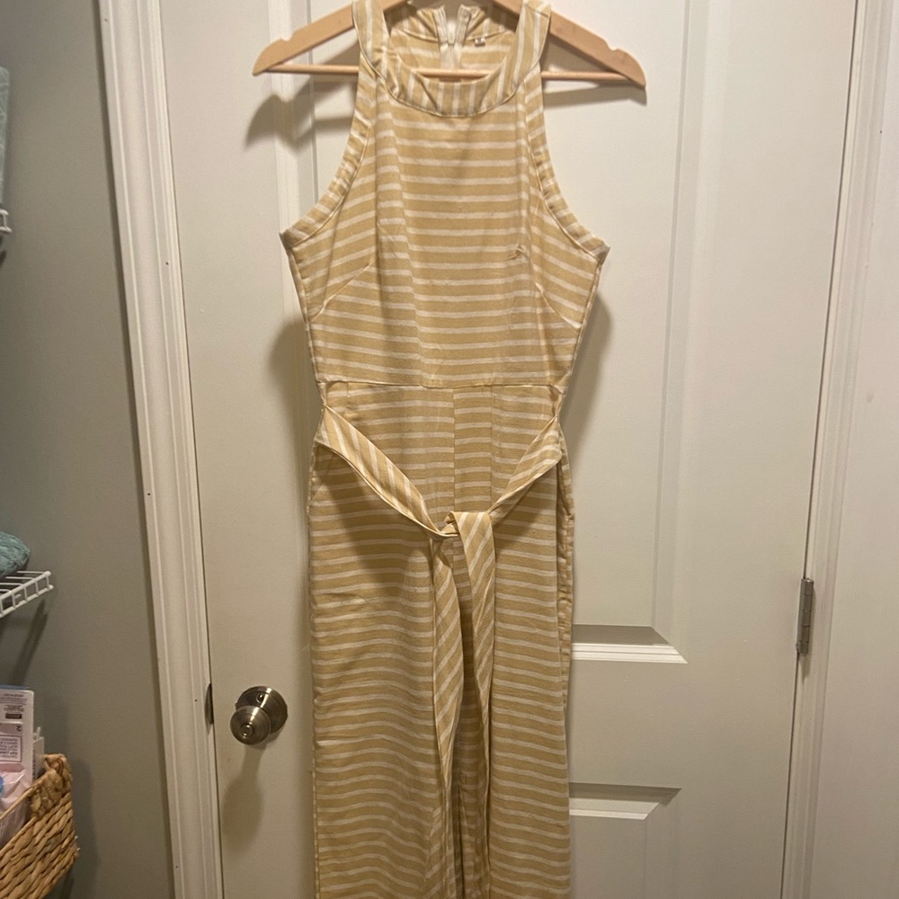 Yellow stripe jumpsuit